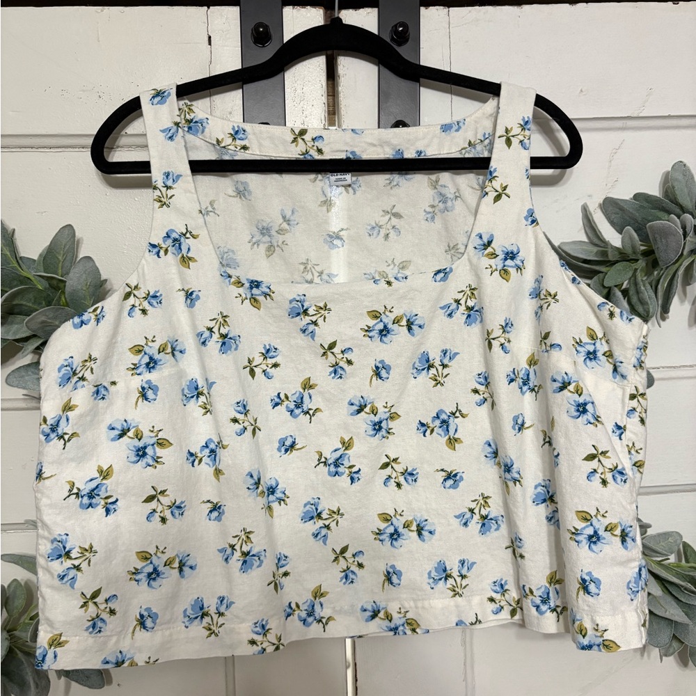 Old Navy Cropped Linen Blend Tank Top